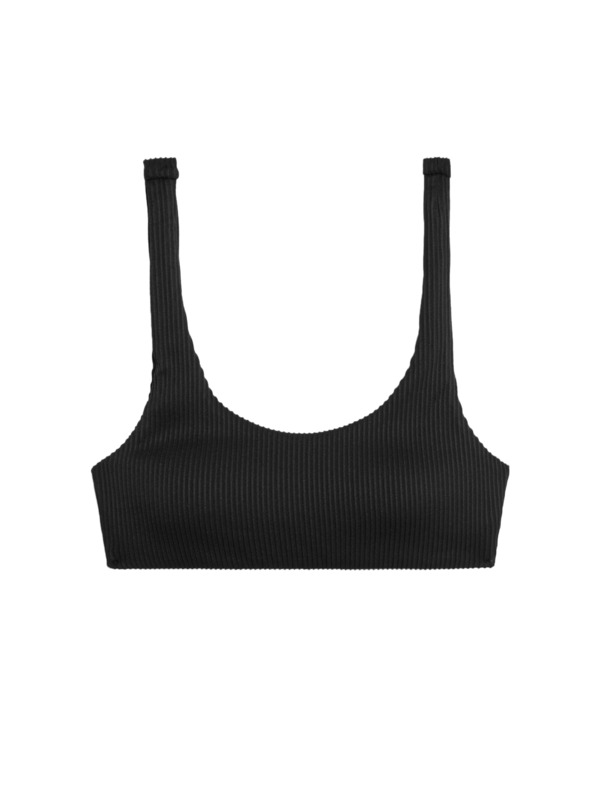 Marks & Spencer Рипсен горен сутиен за бански с овално деколте и подплънки Marks & Spencer черно