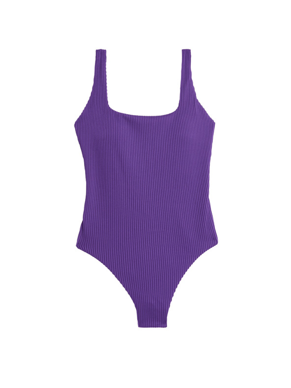 Marks & Spencer Текстурирани бански с овално деколте Marks & Spencer лилаво