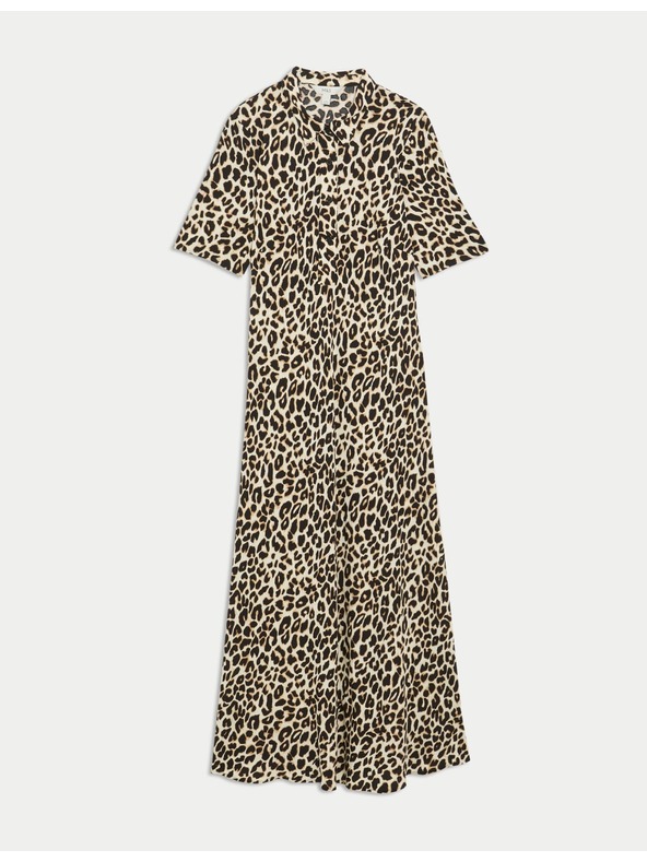 Marks & Spencer Риза миди рокли с животински принт Marks & Spencer бежово