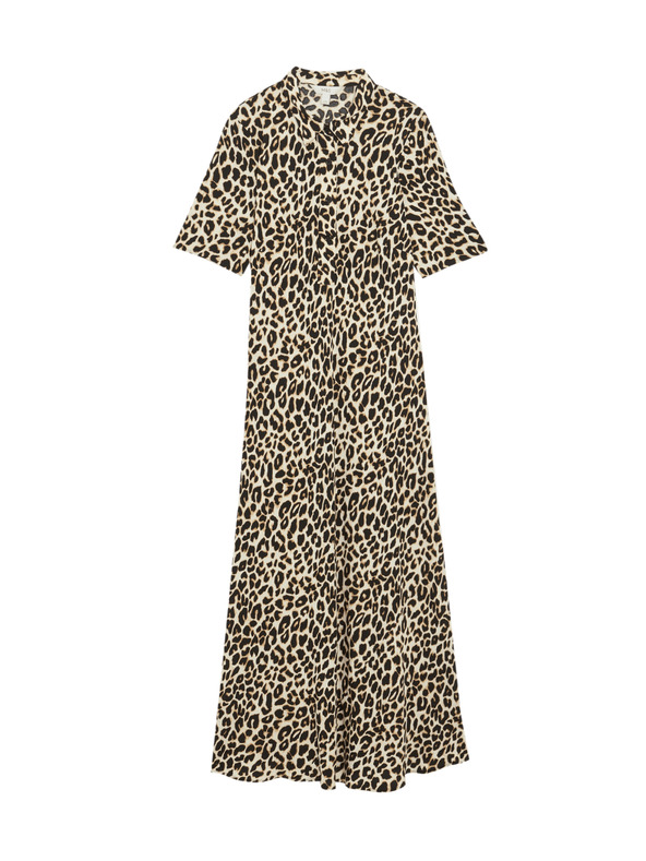 Marks & Spencer Риза миди рокли с животински принт Marks & Spencer бежово