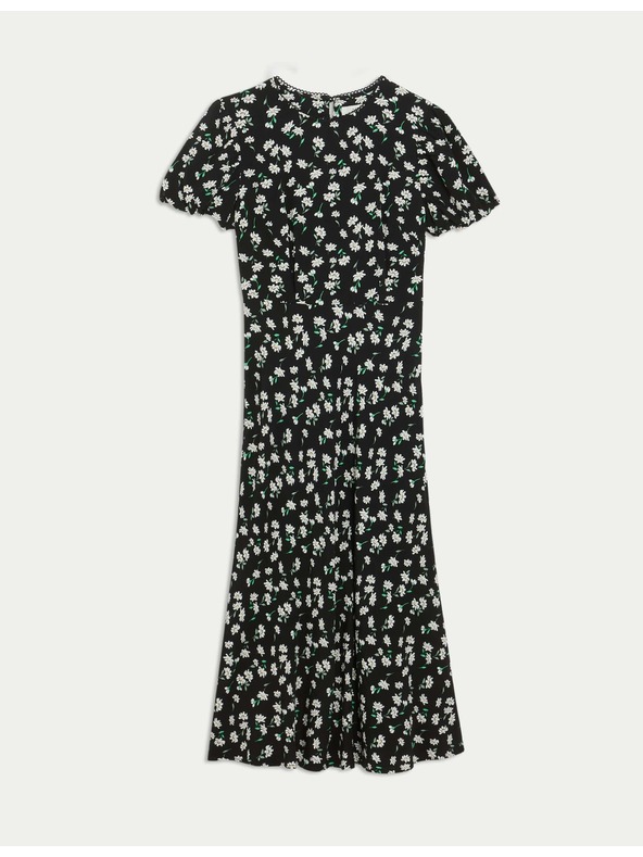 Marks & Spencer Флорални неформални миди рокли с кръгло деколте и връзки Marks & Spencer