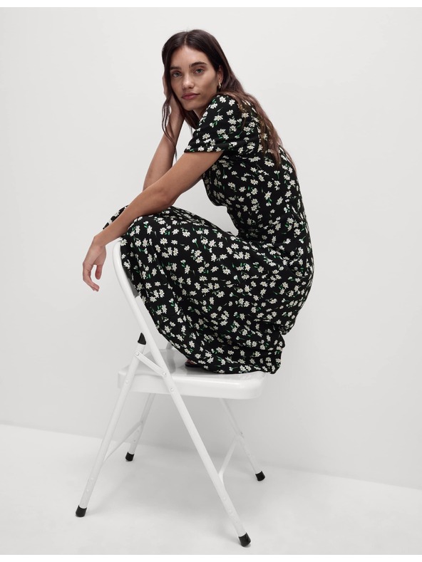 Marks & Spencer Флорални неформални миди рокли с кръгло деколте и връзки Marks & Spencer