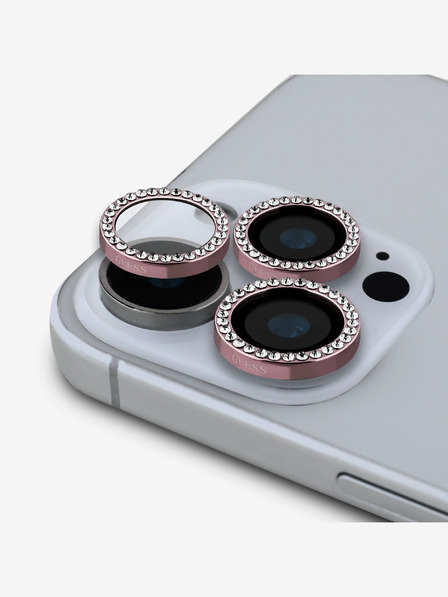 Guess Guess Fixed Glliter Защита на обектива за iPhone 16 Pro/16 Pro Max Розово