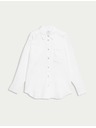 Marks & Spencer Oversize риза в стил Girlfriend с яка, от чист лен Marks & Spencer бяла