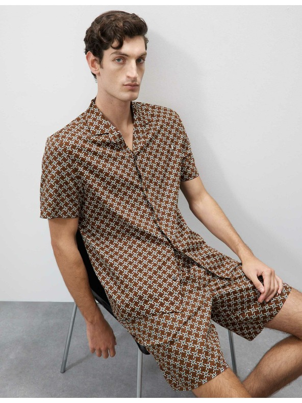 Marks & Spencer Пижамен топ с геометричен печат Marks & Spencer кафяв