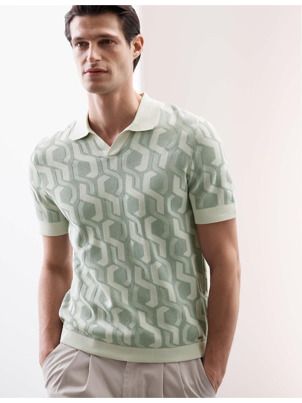 Marks & Spencer Плетена поло риза от памук Marks & Spencer зелена