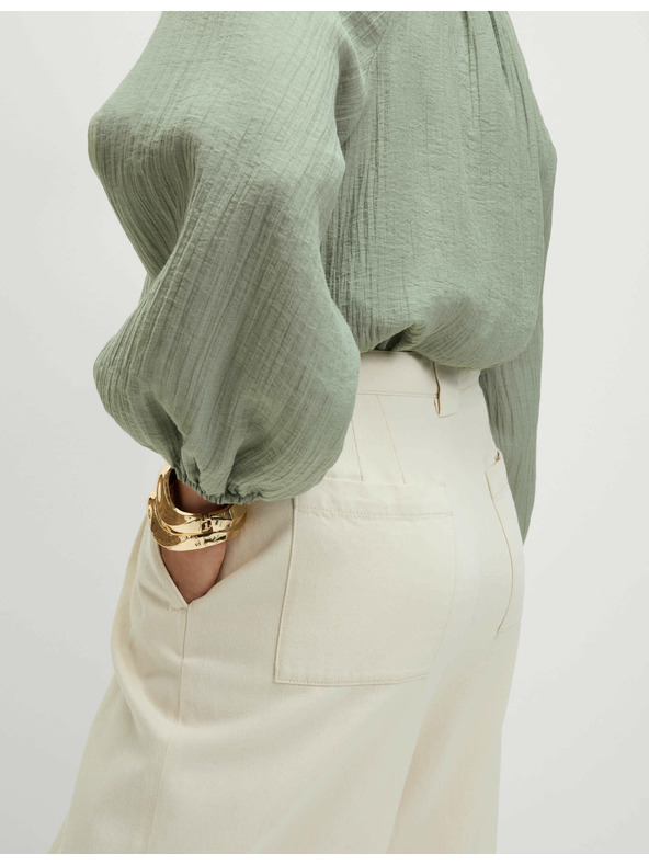 Marks & Spencer Дънки с широки крачоли и висока талия Marks & Spencer сметанови