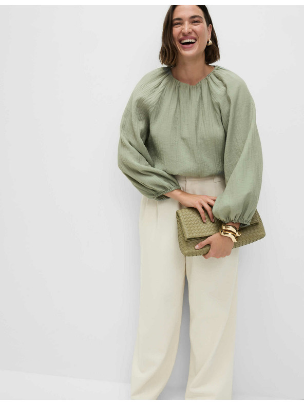 Marks & Spencer Дънки с широки крачоли и висока талия Marks & Spencer сметанови