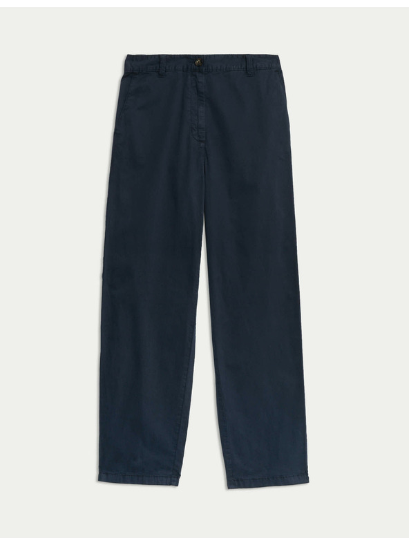 Marks & Spencer Ankle chino панталони с прави крачоли и висок процент памук Marks & Spencer тъмносин