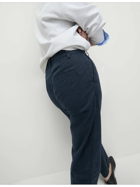 Marks & Spencer Ankle chino панталони с прави крачоли и висок процент памук Marks & Spencer тъмносин