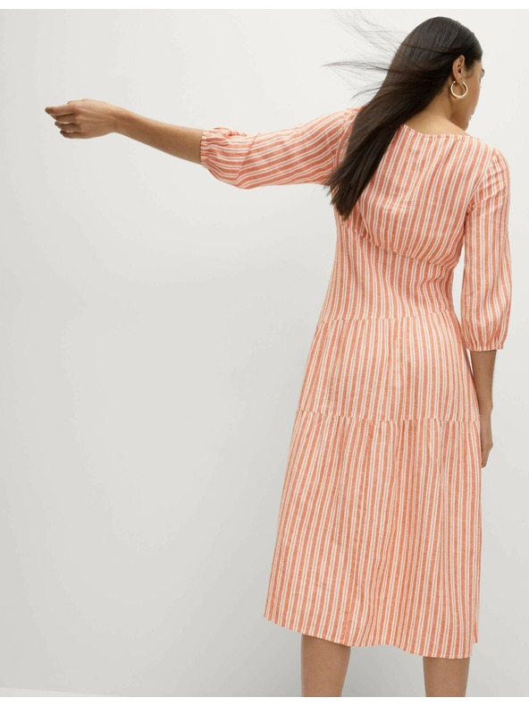 Marks & Spencer Асиметрична плажна миди рокля с висок дял лен Marks & Spencer оранжева