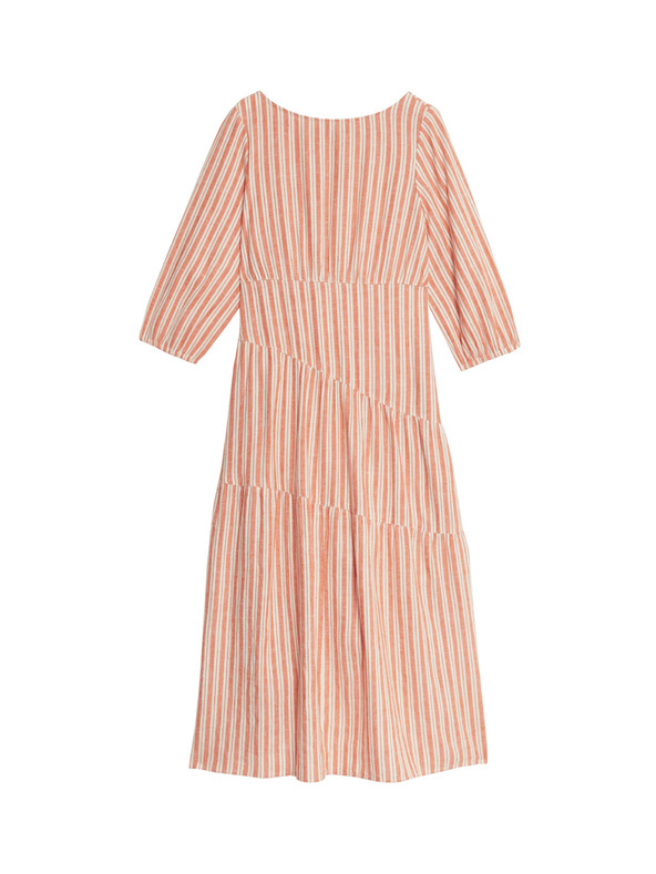 Marks & Spencer Асиметрична плажна миди рокля с висок дял лен Marks & Spencer оранжева