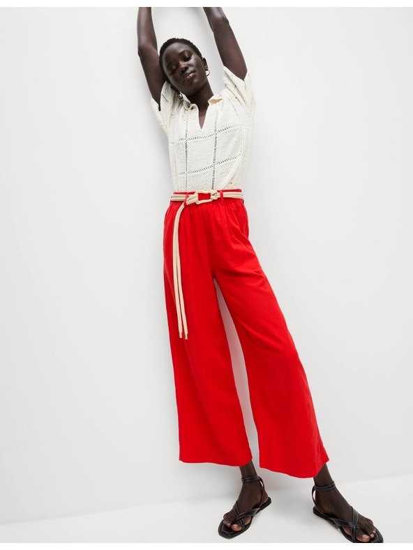 Marks & Spencer Скъсени панталони с широки крачоли, с високо съдържание на лен Marks & Spencer