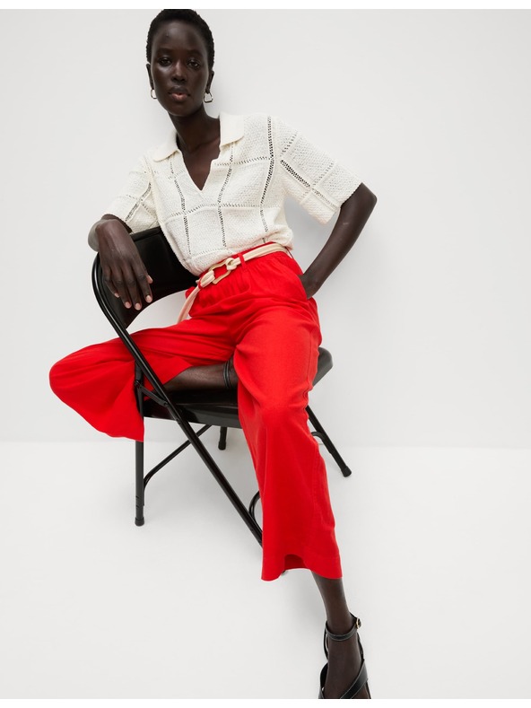 Marks & Spencer Скъсени панталони с широки крачоли, с високо съдържание на лен Marks & Spencer