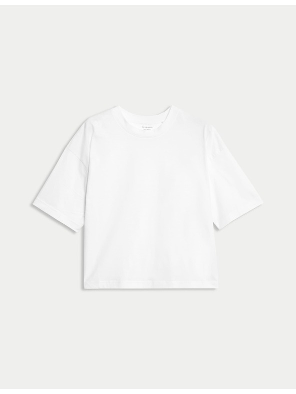 Marks & Spencer Тениска с правоъгълен крой от чист памук Marks & Spencer бяла