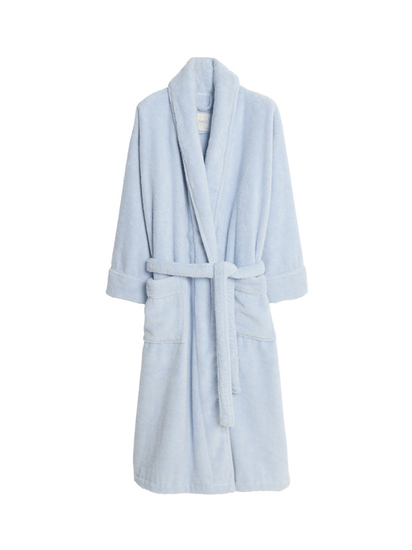 Marks & Spencer Хавлиен халат от чист памук Marks & Spencer синьо