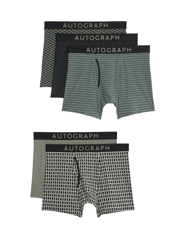 Marks & Spencer Разтегливи боксерки Microskin комплект 5 бр. Marks & Spencer зелена