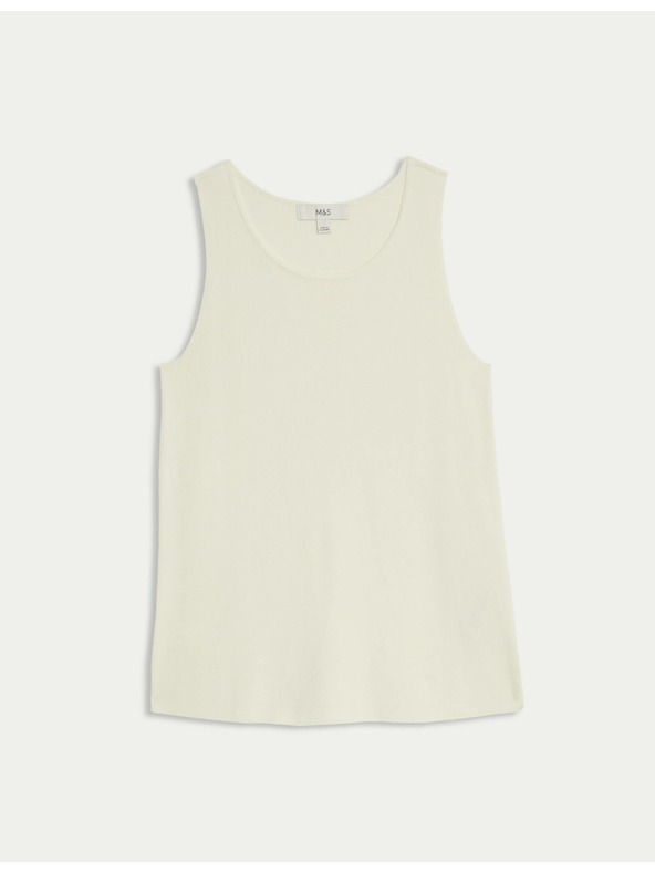 Marks & Spencer Плетена жилетка с кръгло деколте Marks & Spencer кремава