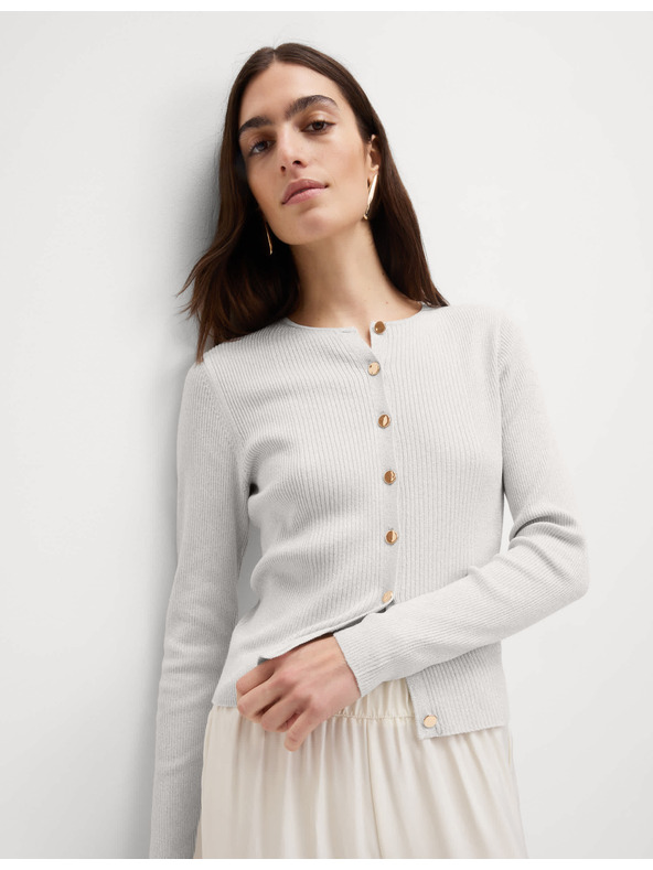 Marks & Spencer Металик кардиган с тесен крой и деколте Marks & Spencer сребриста