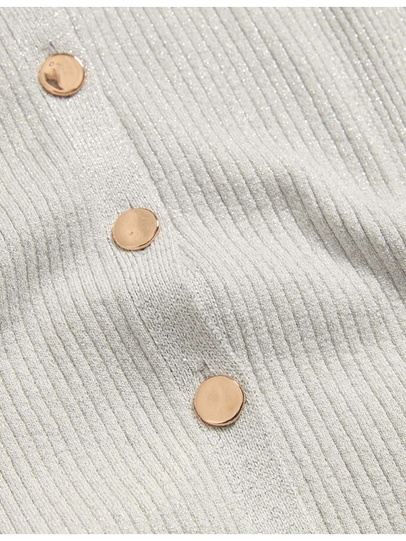 Marks & Spencer Металик кардиган с тесен крой и деколте Marks & Spencer сребриста