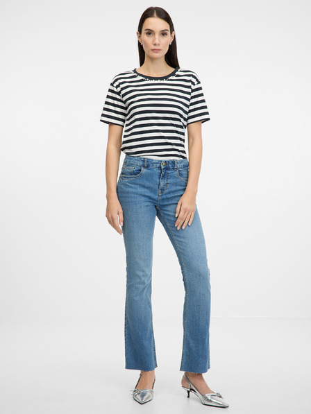 Orsay Дамска тениска на тъмно синьо райе с къс ръкав ORSAY