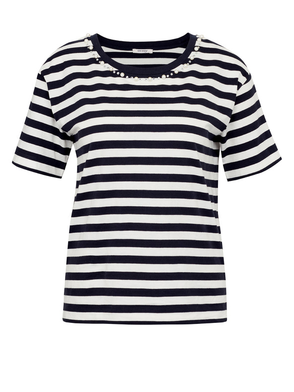 Orsay Дамска тениска на тъмно синьо райе с къс ръкав ORSAY