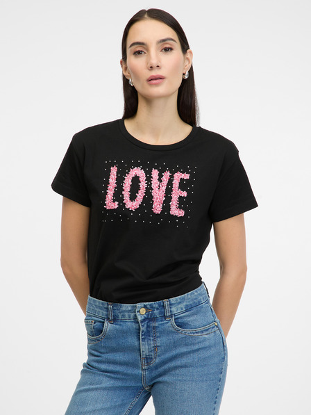 Orsay Черна дамска тениска с къс ръкав ORSAY