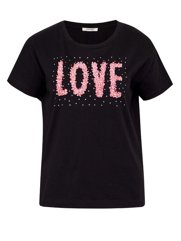 Orsay Черна дамска тениска с къс ръкав ORSAY