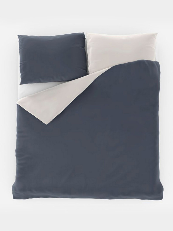 Kvalitex Сатенено френско спално бельо LUXURY COLLECTION 1+2, 200x200, 70x90см тъмносиво / бяло