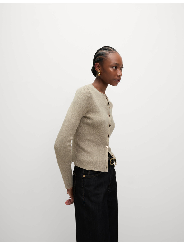 Marks & Spencer Металически тесен кардиган с деколте Marks & Spencer кафяв