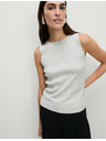 Marks & Spencer Скъсен металически ребрест вестов топ с деколте до врата Marks & Spencer сребристо