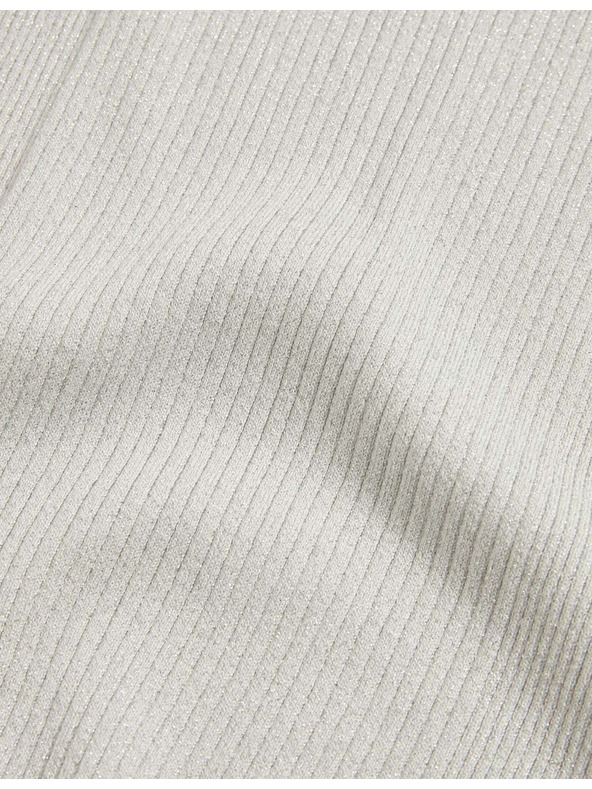 Marks & Spencer Скъсен металически ребрест вестов топ с деколте до врата Marks & Spencer сребристо