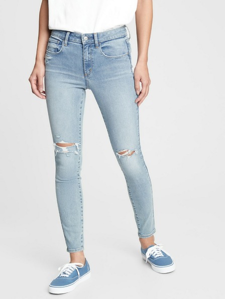 GAP Дънки distressed universal jeggings с висока талия GAP