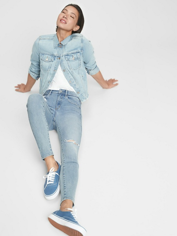 GAP Дънки distressed universal jeggings с висока талия GAP