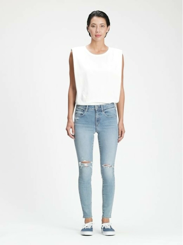 GAP Дънки distressed universal jeggings с висока талия GAP