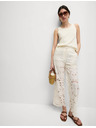 Marks & Spencer Дантелени панталони с широки крачоли Marks & Spencer кремав