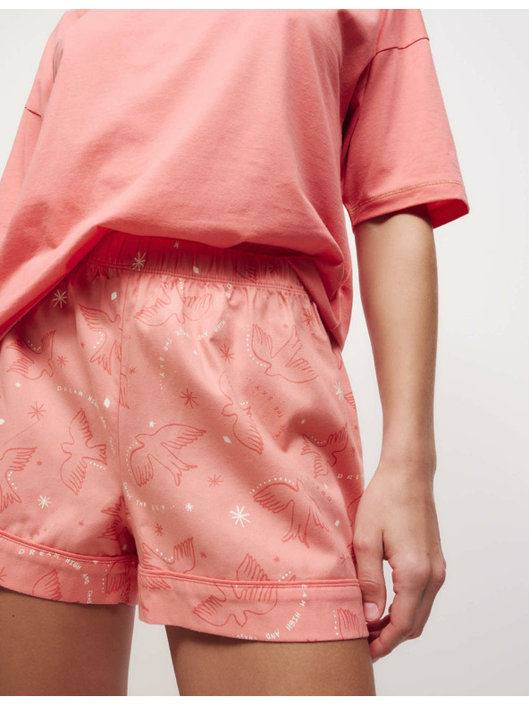 Marks & Spencer Къс комплект с висок дял памук и принт Marks & Spencer оранжев