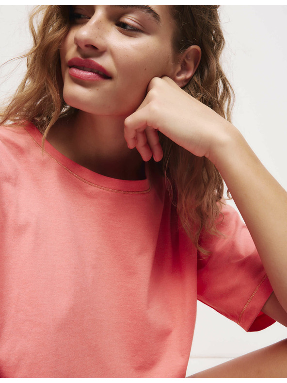 Marks & Spencer Къс комплект с висок дял памук и принт Marks & Spencer оранжев