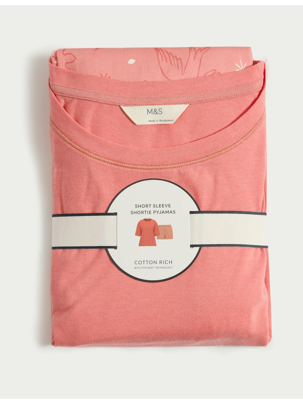 Marks & Spencer Къс комплект с висок дял памук и принт Marks & Spencer оранжев