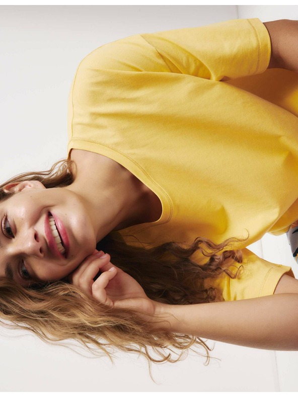 Marks & Spencer Къс комплект с висок дял памук и принт Marks & Spencer оранжев