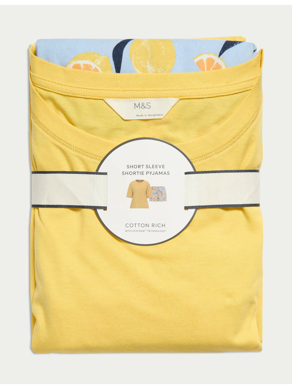 Marks & Spencer Къс комплект с висок дял памук и принт Marks & Spencer оранжев