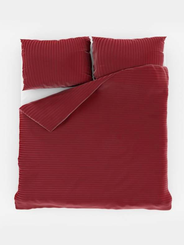 Kvalitex Сатенено удължено спално бельо на райета 140x220, 70x90cm ЧЕРВЕНО