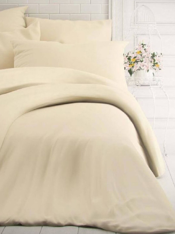 Kvalitex Френско памучно спално бельо в плътен цвят 220x200, 70x90cm off-white