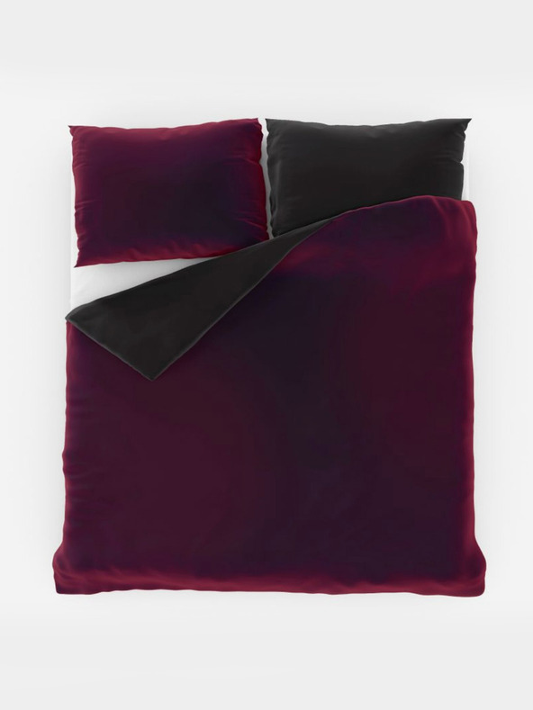 Kvalitex Удължено сатенено френско спално бельо LUXURY COLLECTION 1+2, 240x220, 70x90см бордо / черно Качество