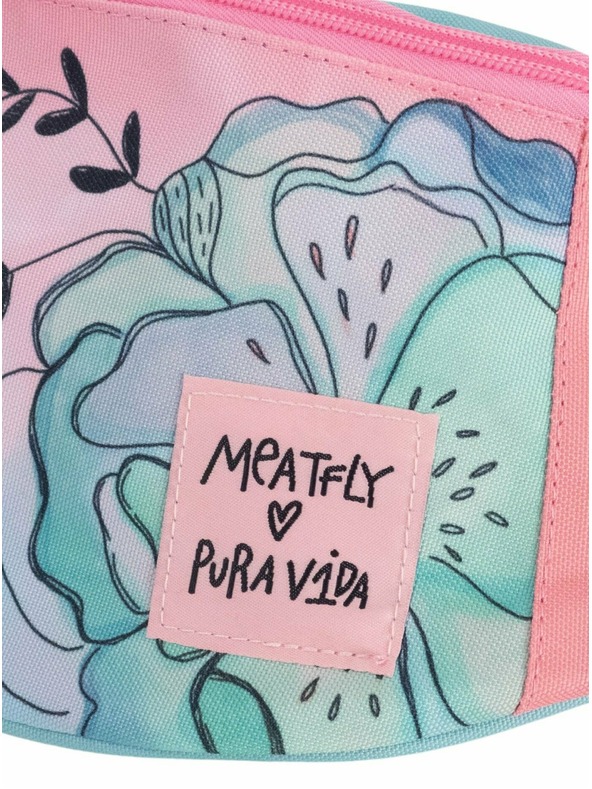Meatfly Meatfly чантa за кръста X Pura Vida Taya Mint Flowers | Синя | Обем 2,5 л