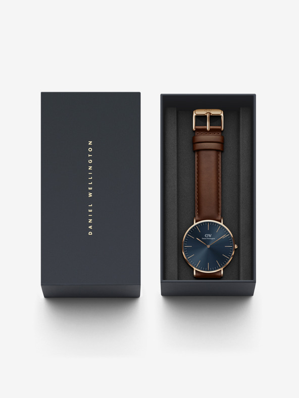 Daniel Wellington Тъмнокафяви мъжки кожени часовници Daniel Wellington CLASSIC