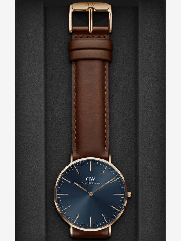 Daniel Wellington Тъмнокафяви мъжки кожени часовници Daniel Wellington CLASSIC