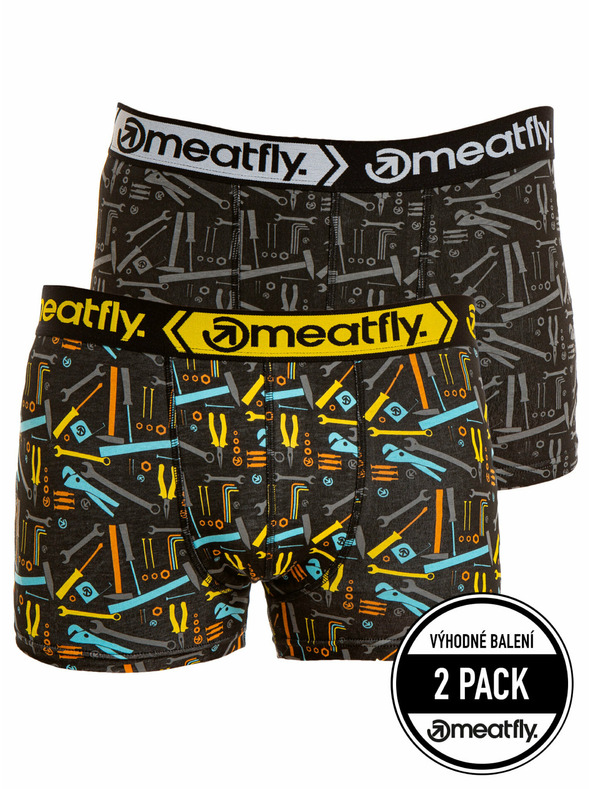Meatfly Meatfly мъжки боксерки Balboa Boxershorts Double Pack Tools | Черна | Размер