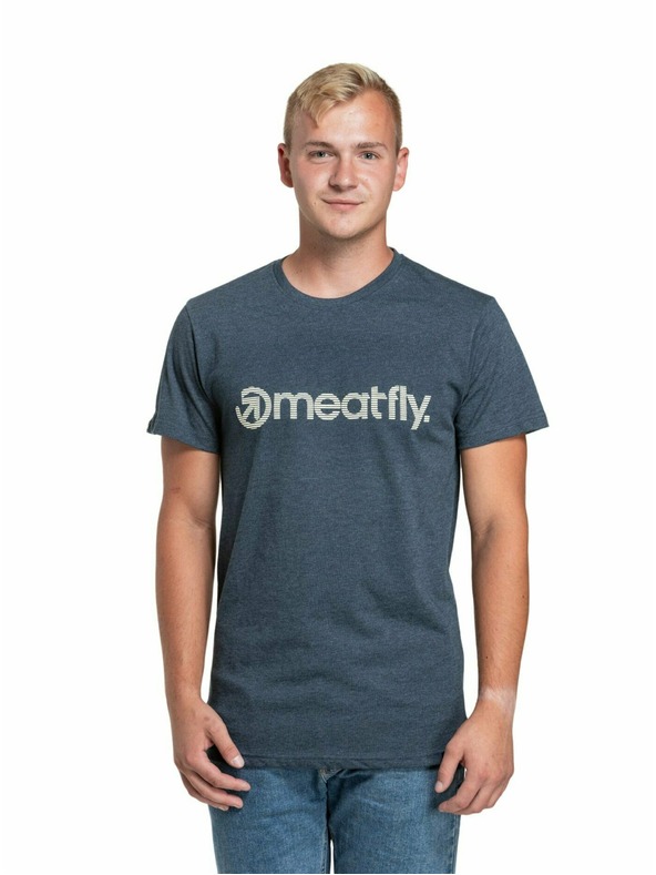 Meatfly Meatfly мъжка тениска Striped Logo Navy Heather | Синя | Размер