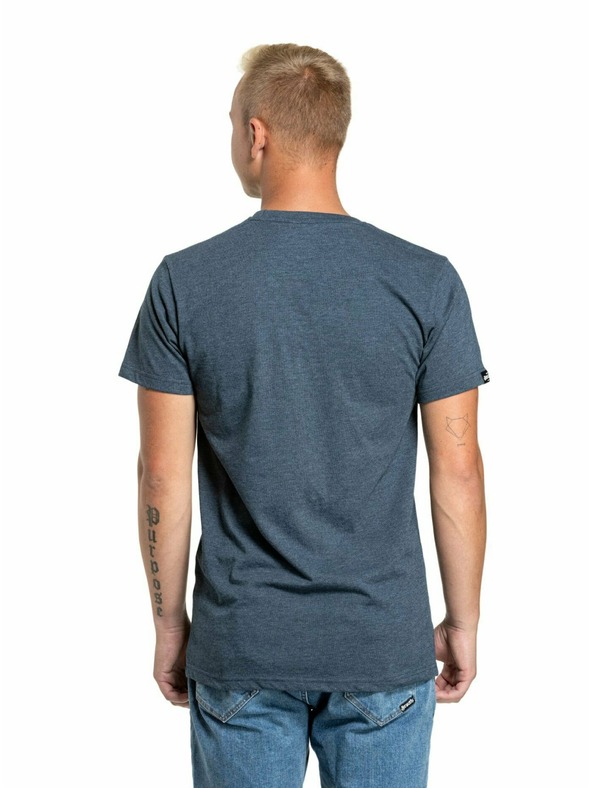 Meatfly Meatfly мъжка тениска Striped Logo Navy Heather | Синя | Размер